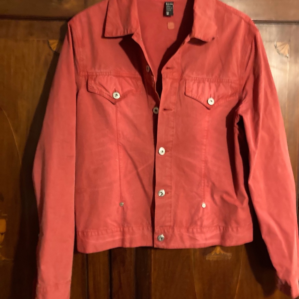 Italian Red Cotton Jacket E Play Basic Exterior D… - image 5